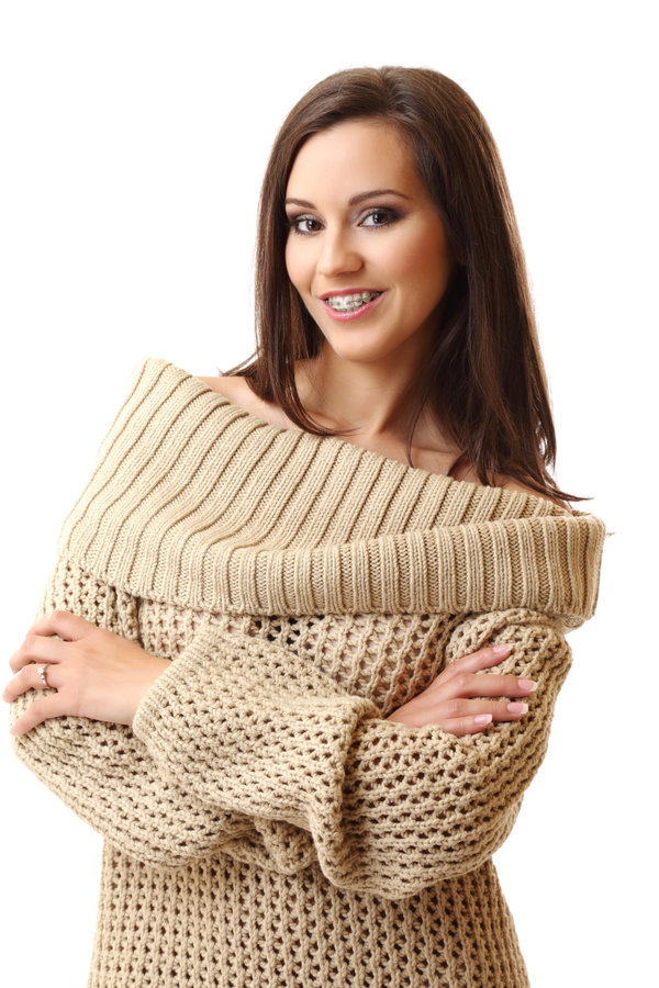 happy nice woman smiling in braces
